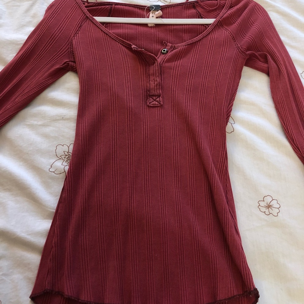 Free People Quarter Sleeve Pink Shirt